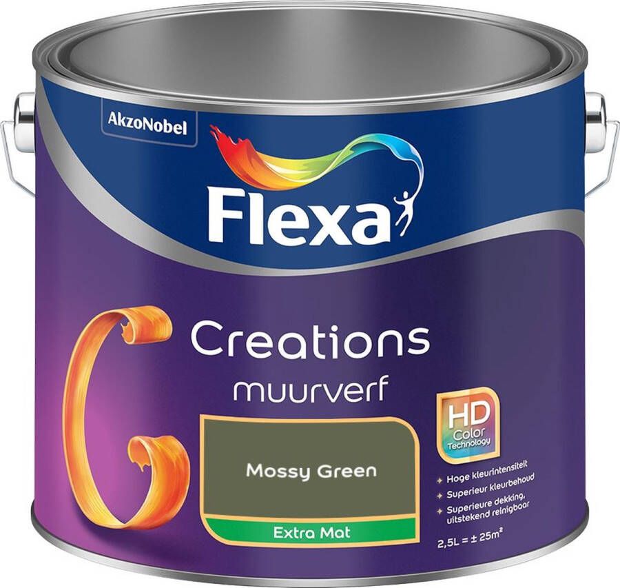 Flexa Creations Muurverf Extra Mat Mossy Green Kleur van het Jaar 2025 2 5L