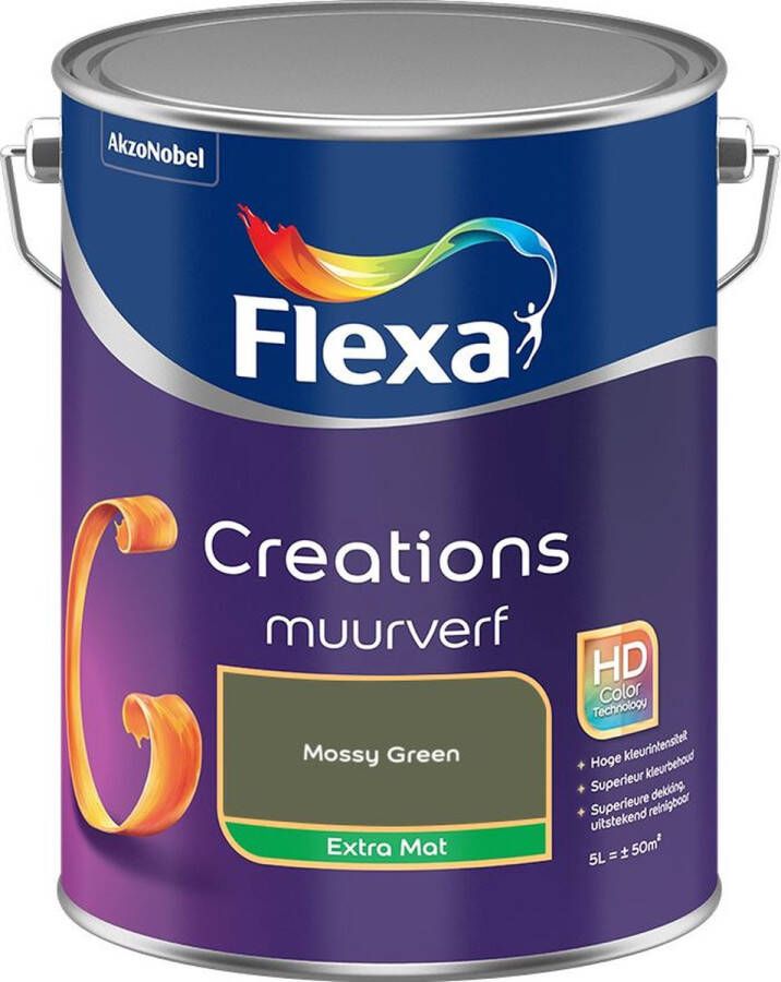 Flexa Creations Muurverf Extra Mat Mossy Green Kleur van het Jaar 2025 5L