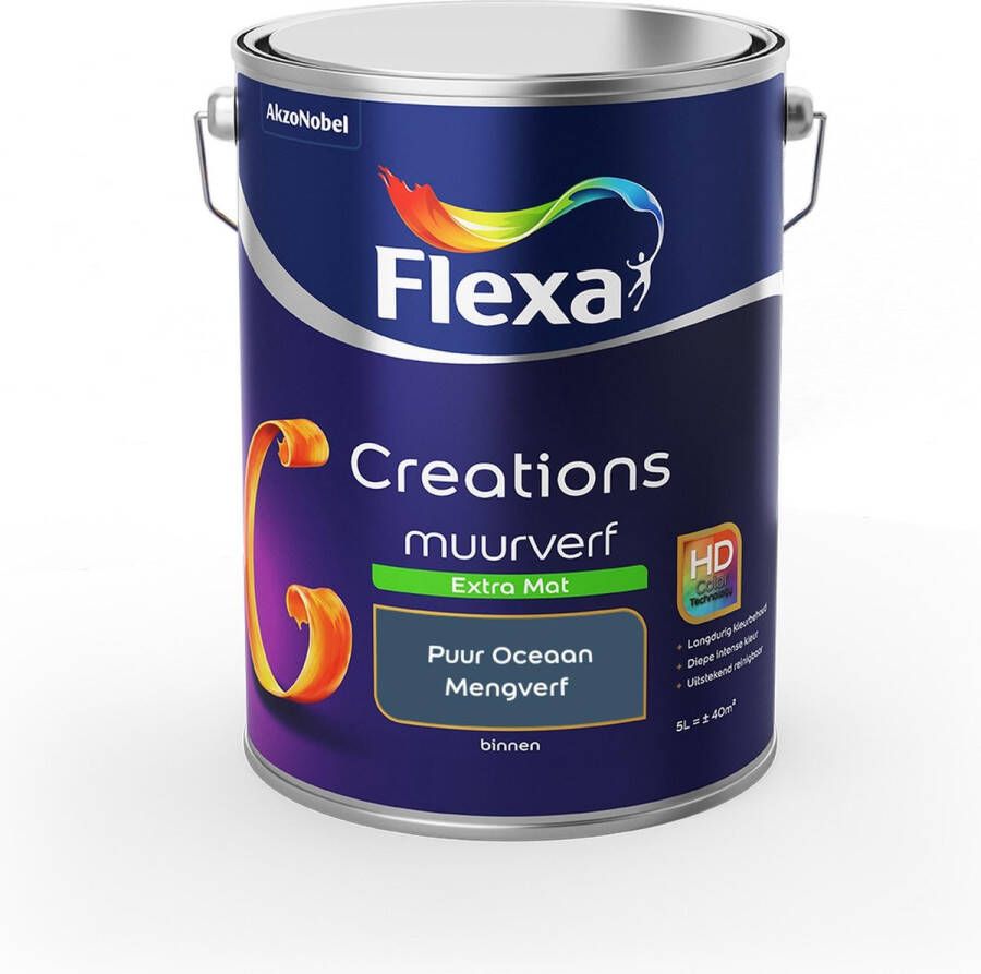 Flexa Creations Muurverf Extra Mat Puur Oceaan Mengkleuren Collectie- 5 Liter