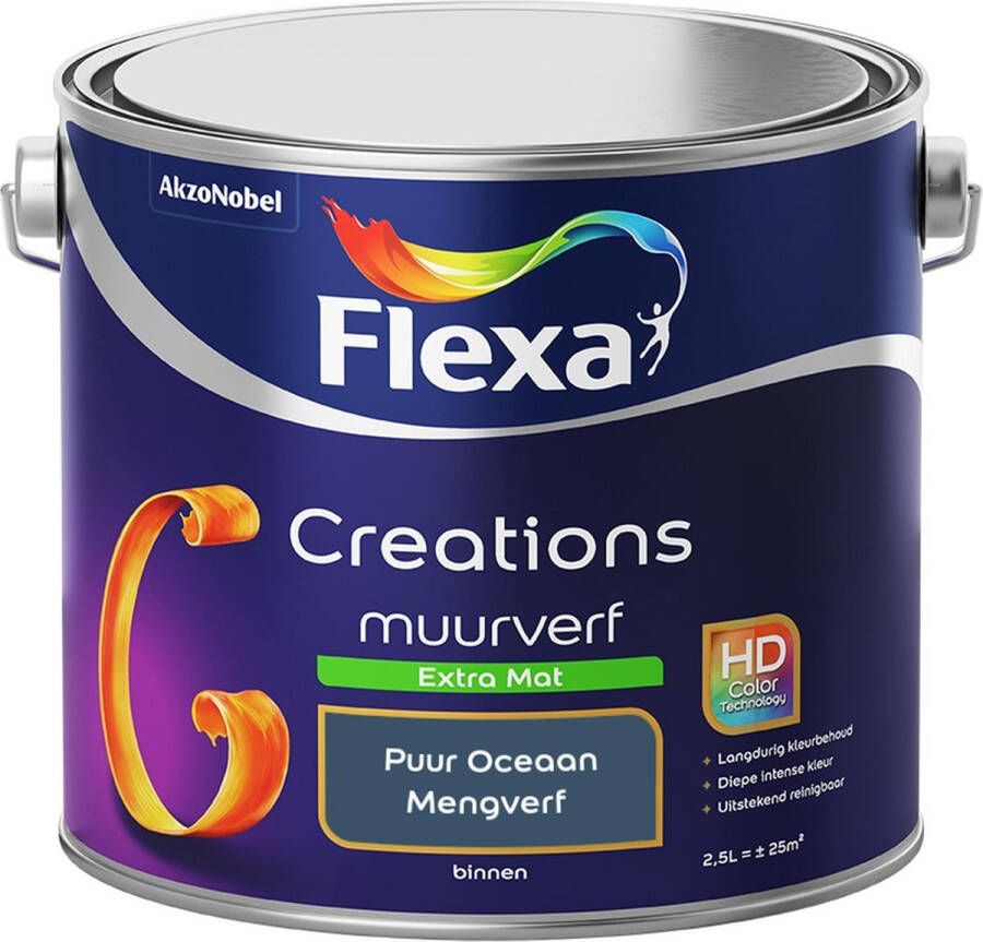 Flexa Creations Muurverf Extra Mat Puur Oceaan Mengkleuren Collectie Blauw 2 5 Liter