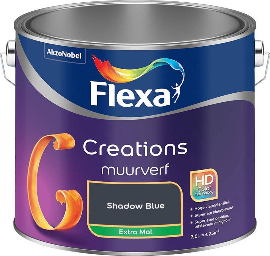 Flexa Creations Muurverf Extra Mat Shadow Blue Kleur van het Jaar 2025 2 5L