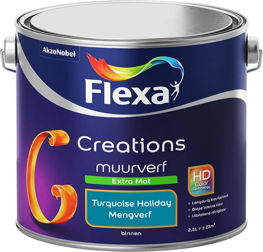 Flexa Creations Muurverf Extra Mat Turquoise Holiday 2 5 liter