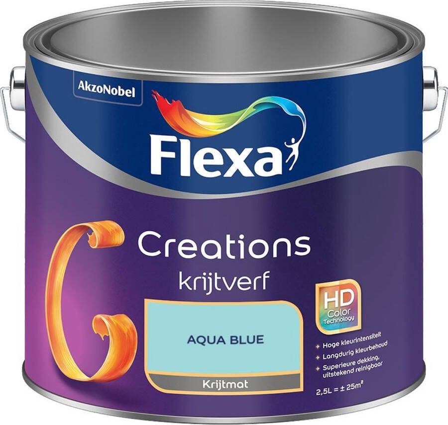Flexa Creations Muurverf Krijt Aqua Blue Kleur van het jaar 2004 2.5L