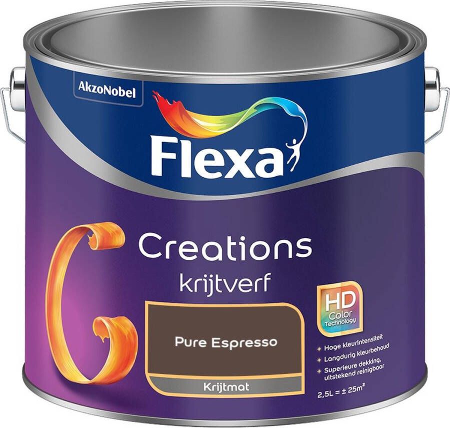 Flexa Creations Muurverf Krijt Pure Espresso Kleur van het Jaar 2025 2 5L