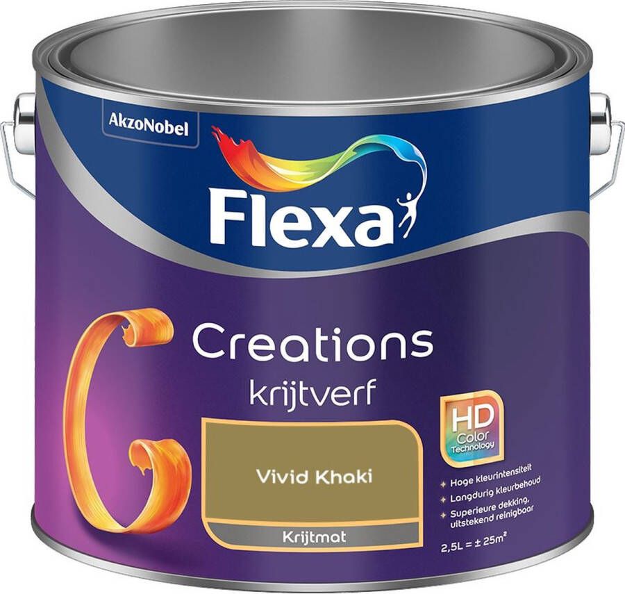 Flexa Creations Muurverf Krijt Vivid Khaki Kleur van het Jaar 2025 2 5L