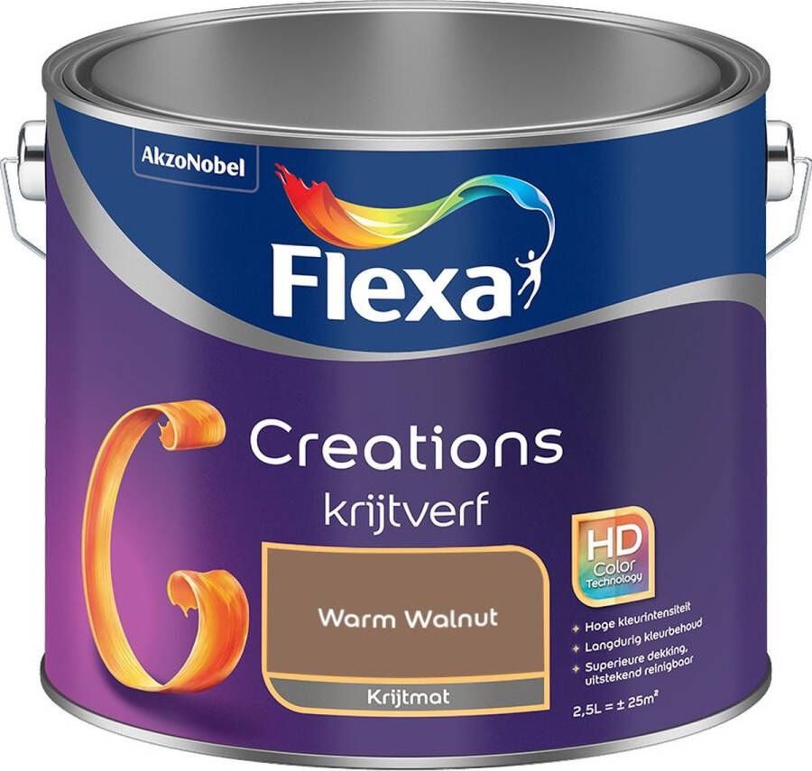 Flexa Creations Muurverf Krijt Warm Walnut Kleur van het Jaar 2025 2 5L