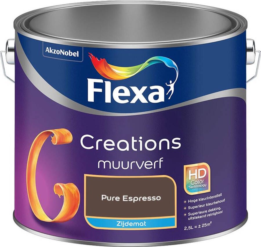 Flexa Creations Muurverf Zijdemat Pure Espresso Kleur van het Jaar 2025 2 5L