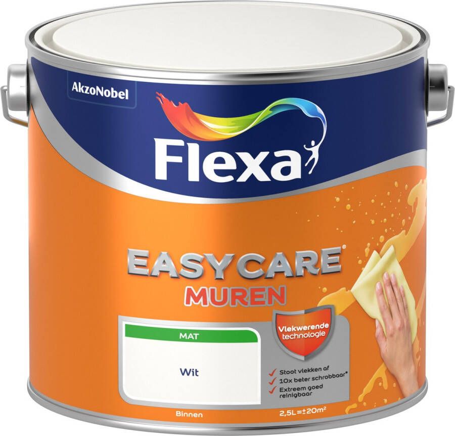 Flexa Muurverf Easycare Muren Mat Wit 2 5l