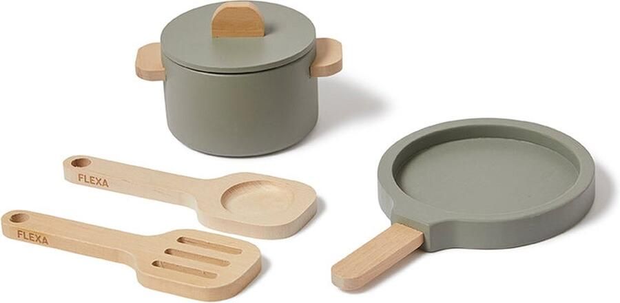 Flexa Houten Pot & Pan voor Kinderen Groente Massief Berkenhout van 3 tot 10 jaar