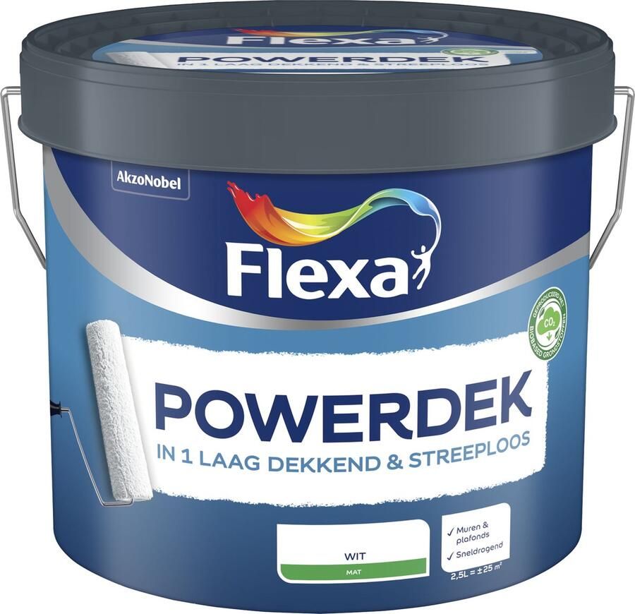 Flexa Powerdek Muurverf Muren & Plafonds Binnen Wit 5 liter