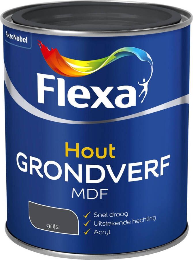 Flexa Grondverf Hout MDF Grijs 750 ml