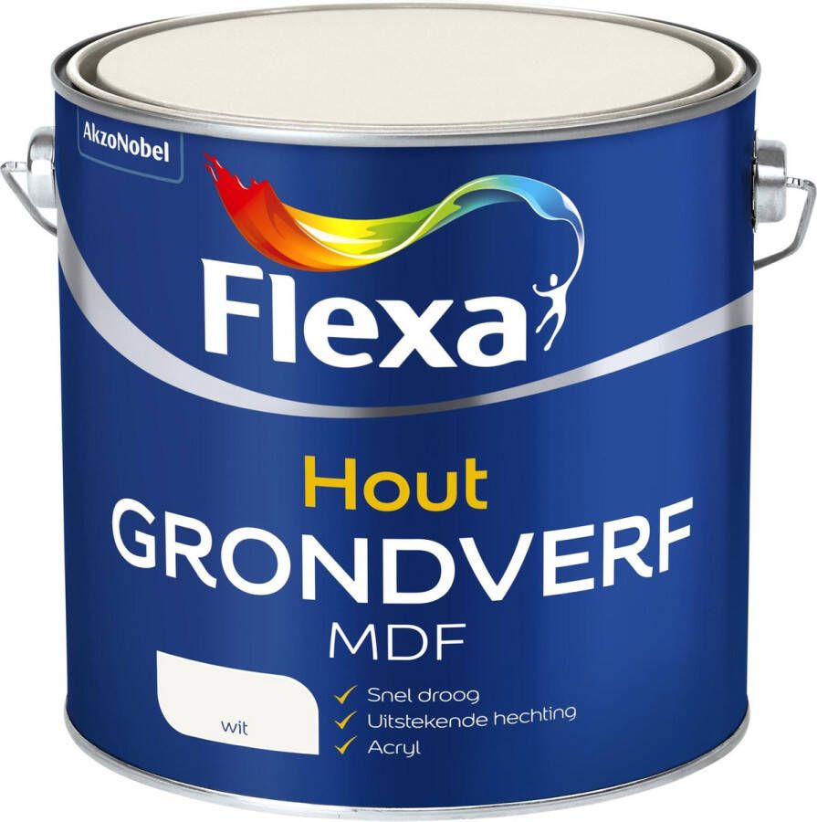 Flexa Grondverf Hout MDF Wit 2 5 liter