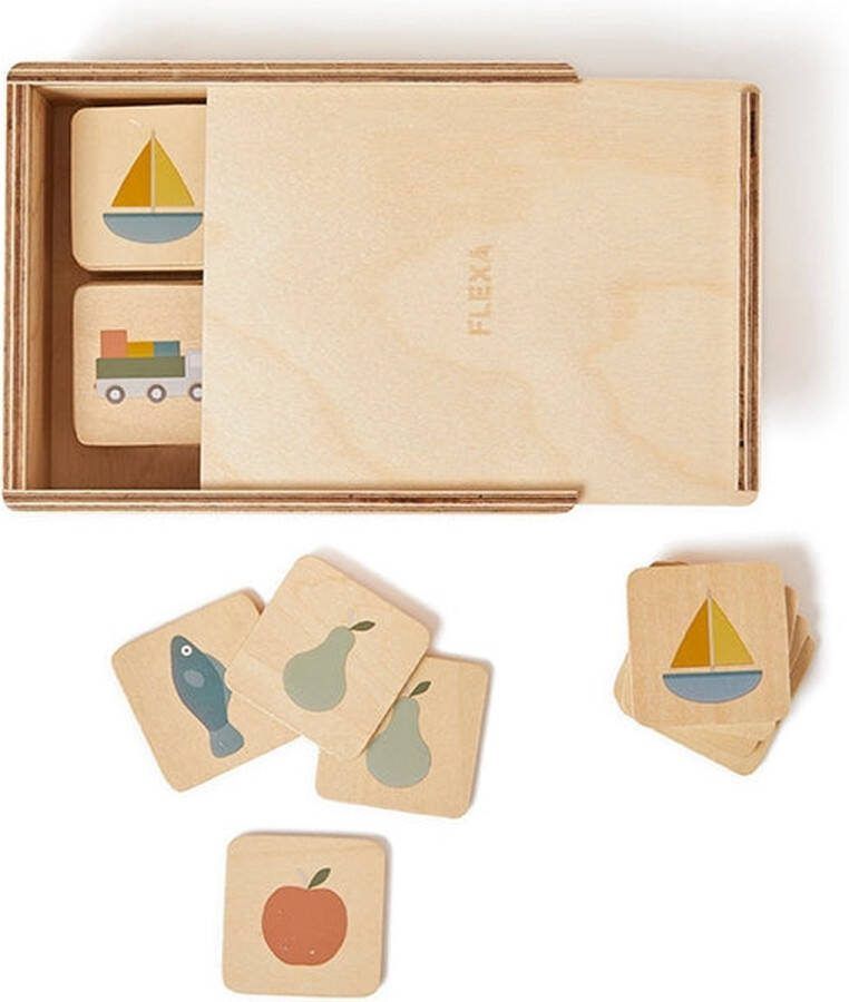 Flexa Houten Memory Spel voor Kinderen Educatief Geheugenspel Veelkleurig van 2 tot 6 jaar