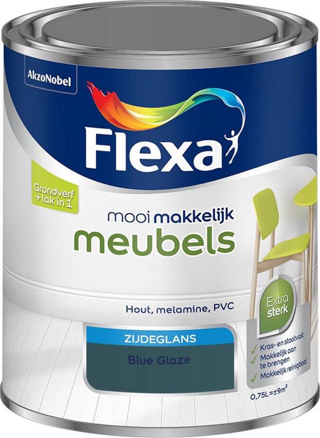 Flexa Mooi Makkelijk Meubels Zijdeglans Muurverf Blue Glaze 750 Ml