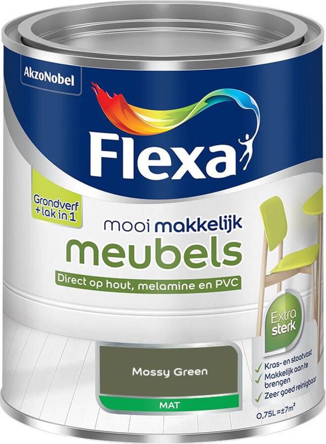 Flexa Mooi Makkelijk Meubels Mat Mossy Green Kleur van het Jaar 2025 0 75L