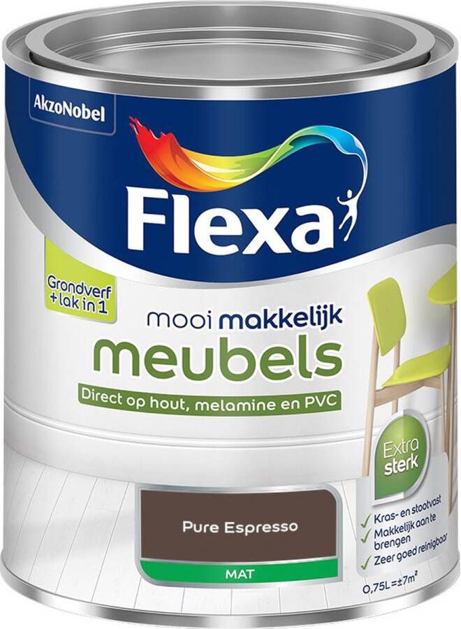 Flexa Mooi Makkelijk Meubels Mat Pure Espresso Kleur van het Jaar 2025 0 75L