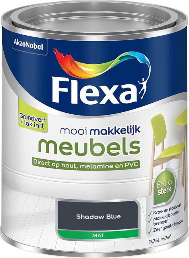 Flexa Mooi Makkelijk Meubels Mat Shadow Blue Kleur van het Jaar 2025 0 75L