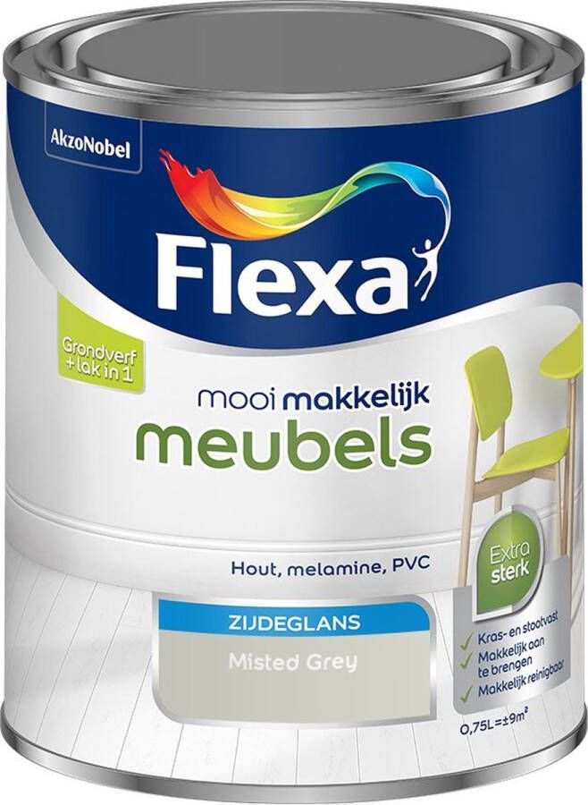 Flexa Mooi Makkelijk Meubels Zijdeglans Muurverf Misted Grey 750 Ml