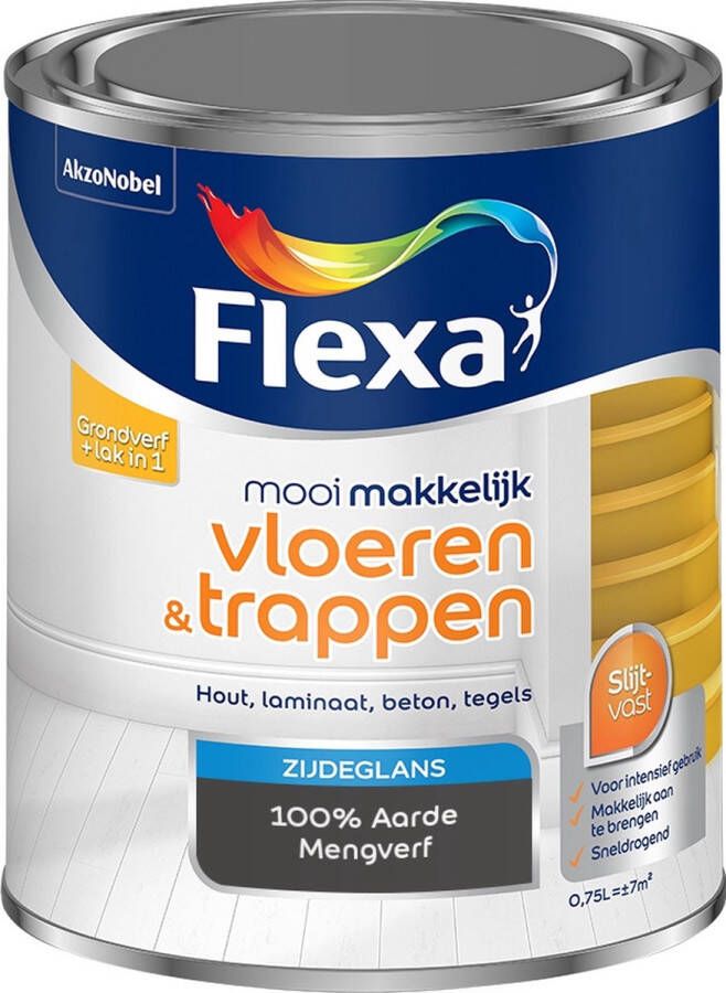 Flexa Mooi Makkelijk Verf Vloeren en Trappen Mengkleur 100% Aarde 750 ml