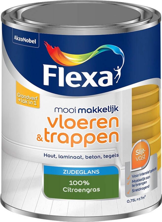 Flexa Mooi Makkelijk Verf Vloeren en Trappen Mengkleur 100% Citroengras 750 ml