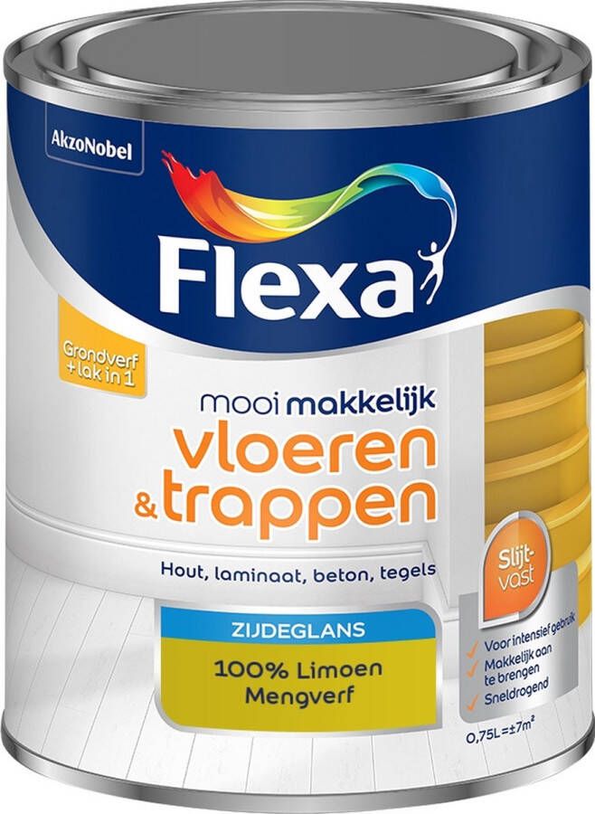 Flexa Mooi Makkelijk Verf Vloeren en Trappen Mengkleur 100% Limoen 750 ml