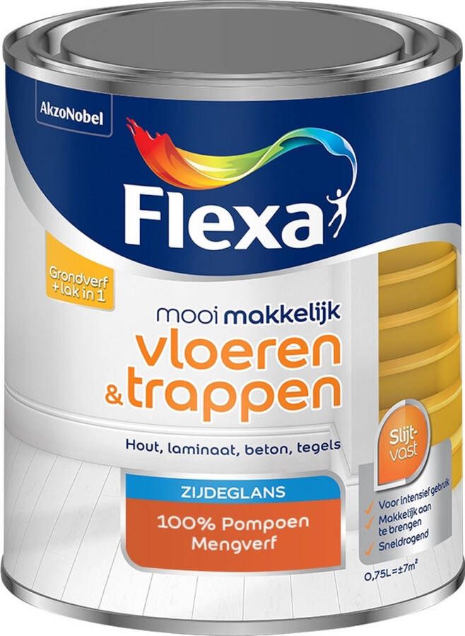 Flexa Mooi Makkelijk Verf Vloeren en Trappen Mengkleur 100% Pompoen 750 ml