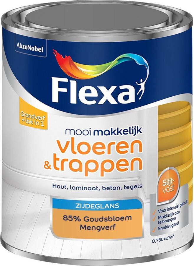 Flexa Mooi Makkelijk Verf Vloeren en Trappen Mengkleur 85% Goudsbloem 750 ml