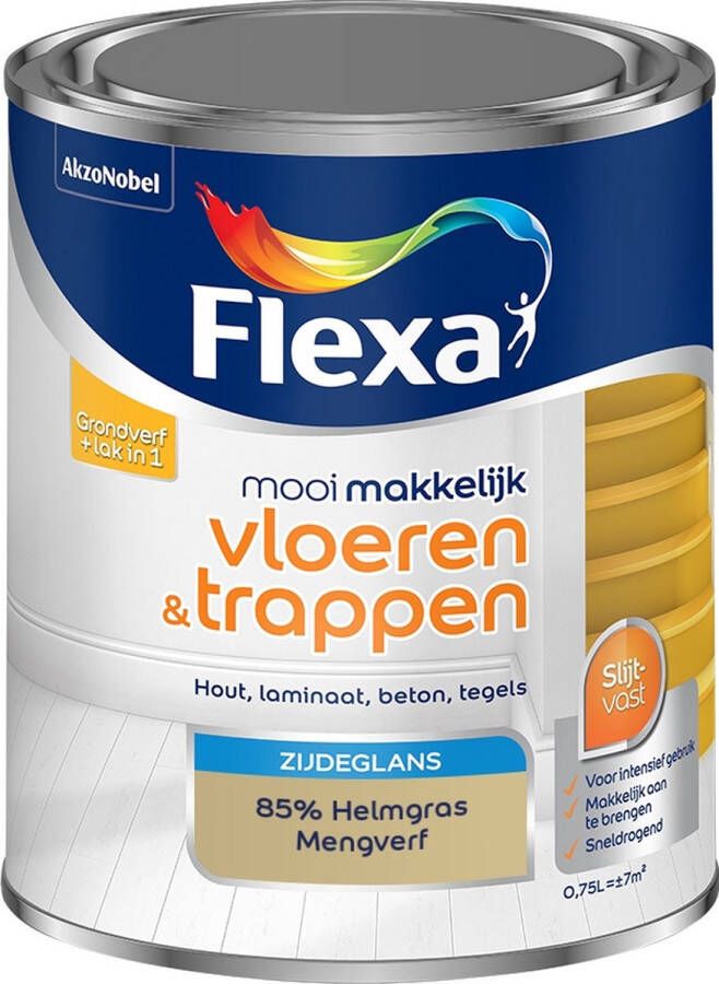 Flexa Mooi Makkelijk Verf Vloeren en Trappen Mengkleur 85% Helmgras 750 ml