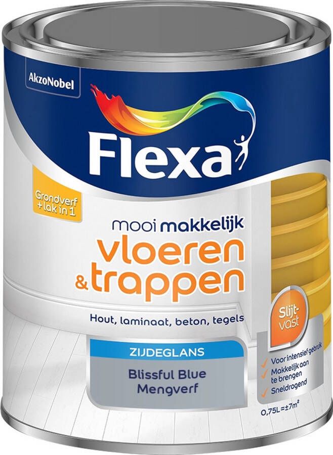 Flexa Mooi Makkelijk Verf Vloeren en Trappen Mengkleur Blissful Blue 750 ml