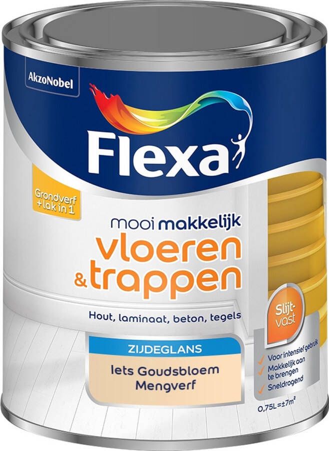 Flexa Mooi Makkelijk Verf Vloeren en Trappen Mengkleur Iets Goudsbloem 750 ml