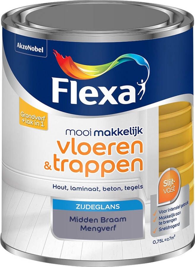 Flexa Mooi Makkelijk Verf Vloeren en Trappen Mengkleur Midden Braam 750 ml