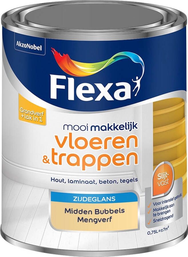 Flexa Mooi Makkelijk Verf Vloeren en Trappen Mengkleur Midden Bubbels 750 ml