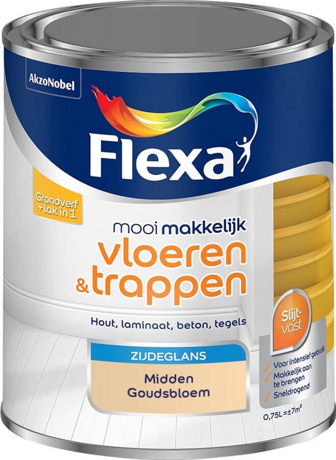 Flexa Mooi Makkelijk Verf Vloeren en Trappen Mengkleur Midden Goudsbloem 750 ml