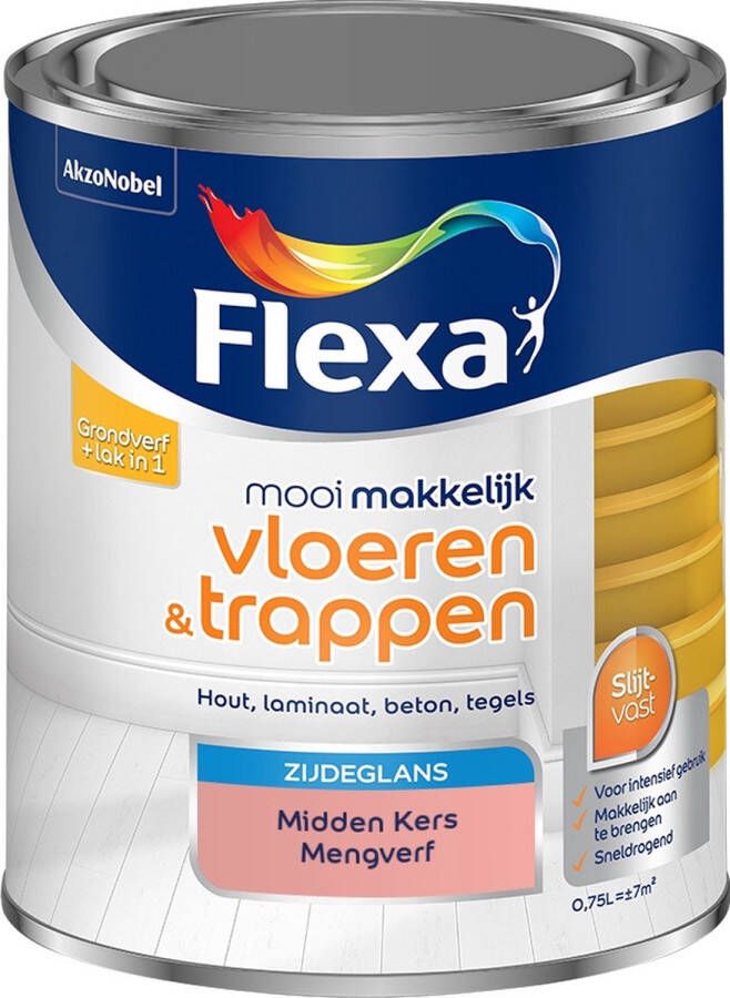 Flexa Mooi Makkelijk Verf Vloeren en Trappen Mengkleur Midden Kers 750 ml