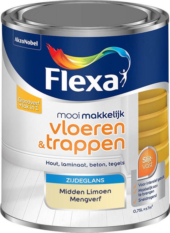 Flexa Mooi Makkelijk Verf Vloeren en Trappen Mengkleur Midden Limoen 750 ml