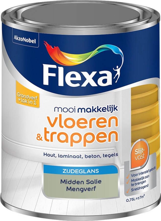 Flexa Mooi Makkelijk Verf Vloeren en Trappen Mengkleur Midden Salie 750 ml
