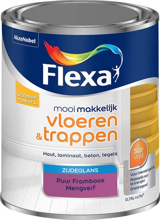 Flexa Mooi Makkelijk Verf Vloeren en Trappen Mengkleur Puur Framboos 750 ml