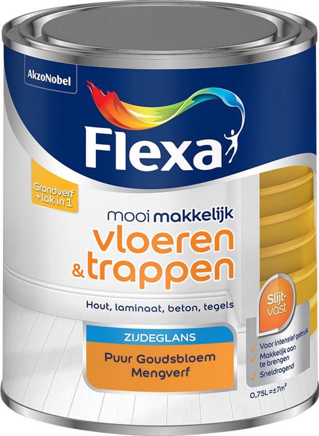 Flexa Mooi Makkelijk Verf Vloeren en Trappen Mengkleur Puur Goudsbloem 750 ml