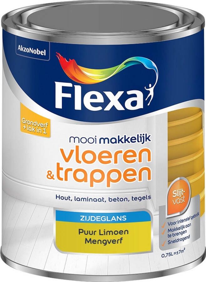 Flexa Mooi Makkelijk Verf Vloeren en Trappen Mengkleur Puur Limoen 750 ml