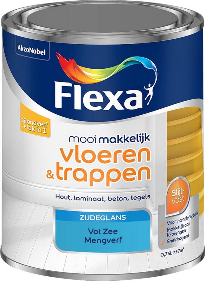 Flexa Mooi Makkelijk Verf Vloeren en Trappen Mengkleur Vol Zee 750 ml
