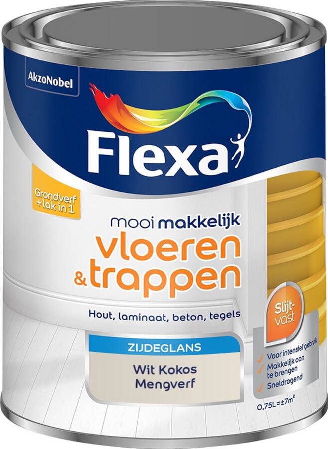 Flexa Mooi Makkelijk Verf Vloeren en Trappen Mengkleur Wit Kokos 750 ml