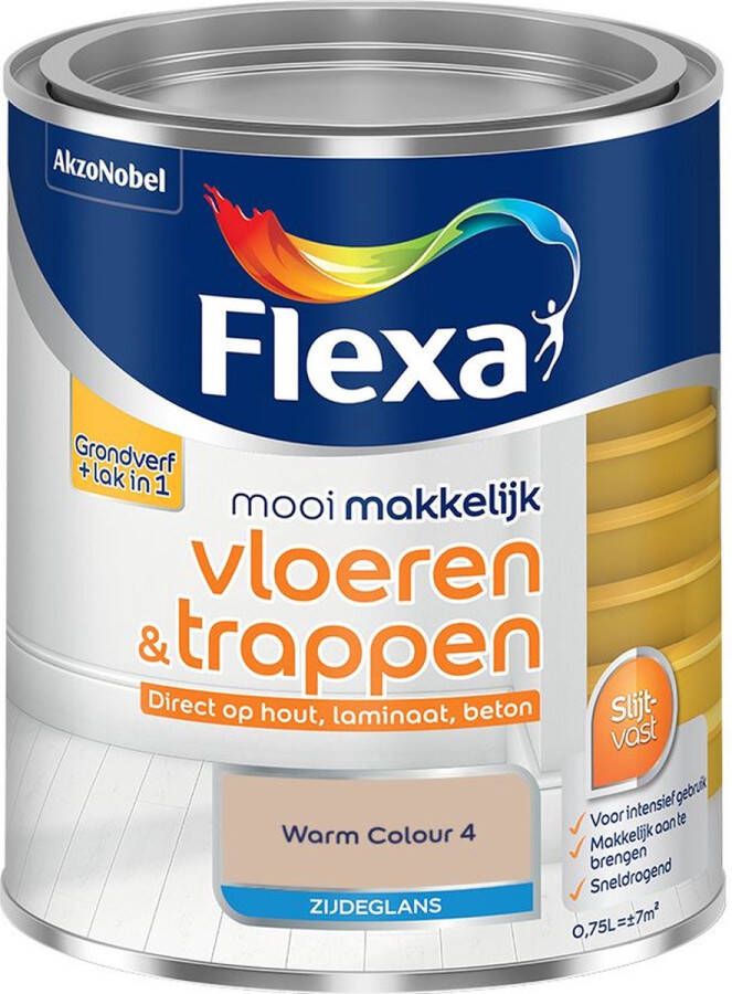 Flexa Mooi Makkelijk Vloeren & Trappen Zijdeglans Muurverf Warm Colour 4 750 Ml