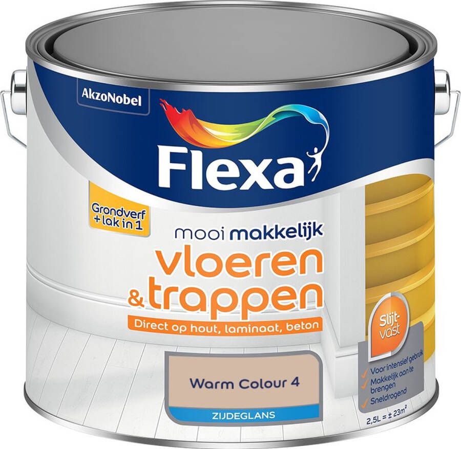 Flexa Mooi Makkelijk Verf Vloeren & Trappen Zijdeglans Warm Colour 4 2.5l