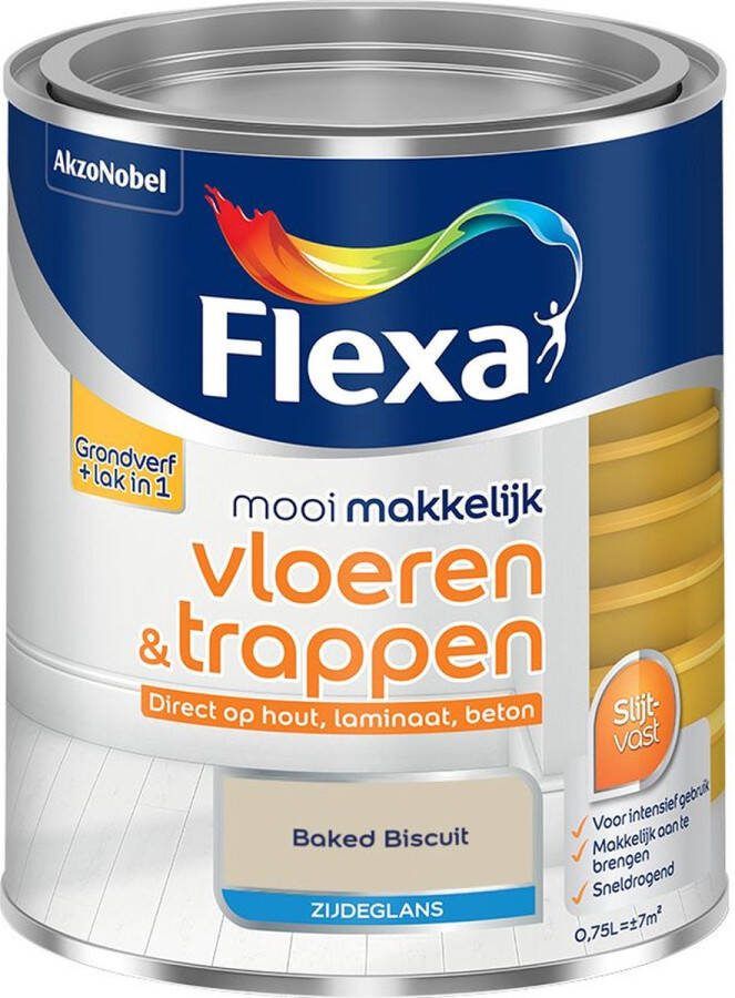 Flexa Mooi Makkelijk Vloeren & Trappen Zijdeglans Baked Biscuit Kleur van het Jaar 2025 0 75L