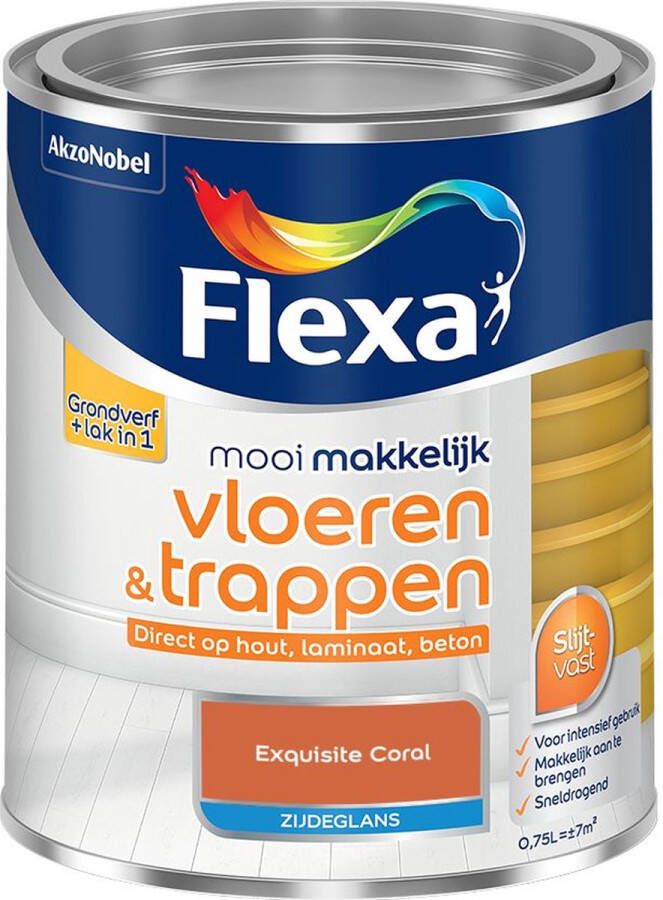 Flexa Mooi Makkelijk Vloeren & Trappen Zijdeglans Exquisite Coral Kleur van het Jaar 2025 0 75L