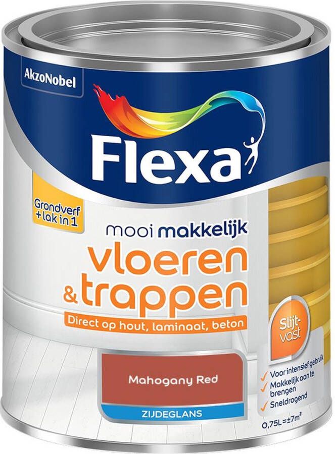 Flexa Mooi Makkelijk Vloeren & Trappen Zijdeglans Mahogany Red Kleur van het Jaar 2025 0 75L