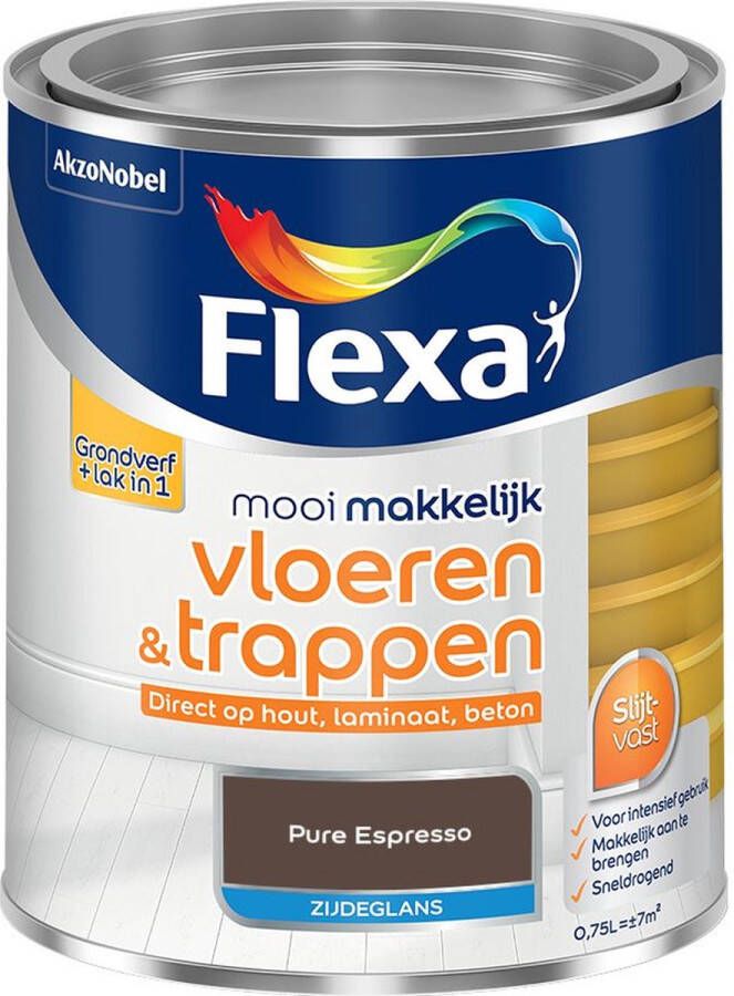 Flexa Mooi Makkelijk Vloeren & Trappen Zijdeglans Pure Espresso Kleur van het Jaar 2025 0 75L