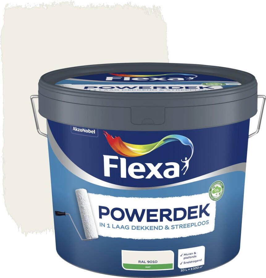 Flexa Powerdek Muurverf Muren & Plafonds Binnen RAL 9010 10 liter