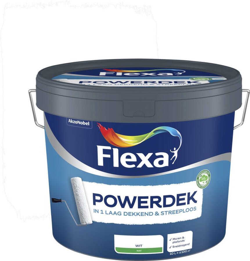Flexa Powerdek Muurverf Muren & Plafonds Binnen Stralend Wit 10 liter