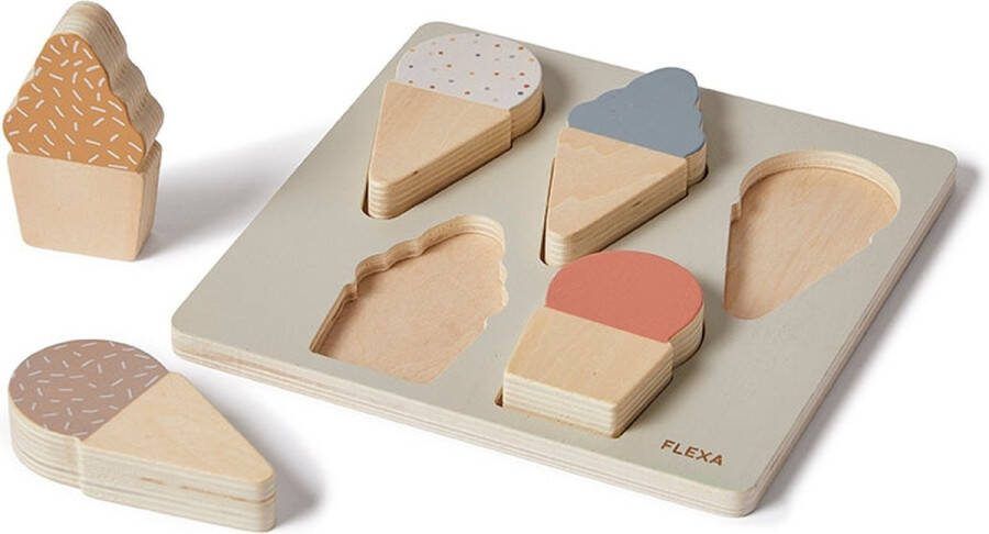 Flexa Puzzel Houten Kinderpuzzel met Ijsjes Veelkleurig van 1 tot 3 jaar